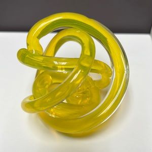 Yellow glass decorative abstract sculpture